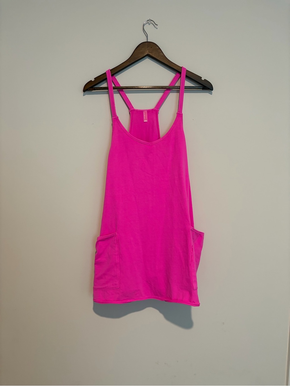 Free People Movement Hot Shot Mini Dress Hot Pink Racerback Pockets Size S